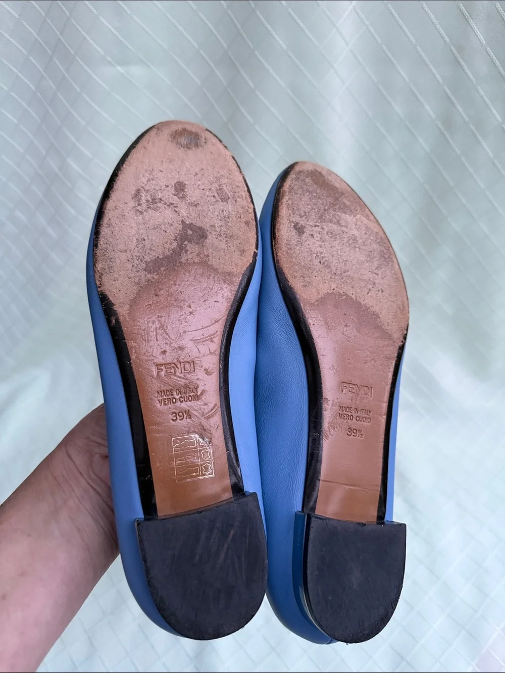 Fendi Lavender Blue Leather Ballet Flats